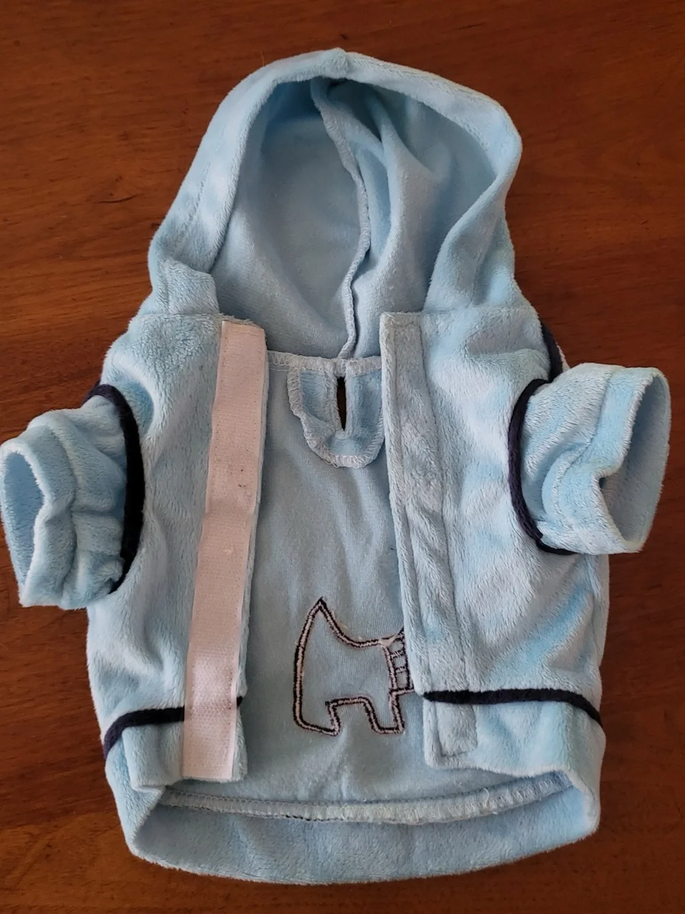 Zack & Zoey Blue Plush Dog Hoodie XS Scottie Embroidered Pet Sweater